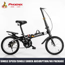 Phoenix Foldable Bicycle 7-speed Variable Speed Folding Bike High Carbon Steel Double Disc Brake