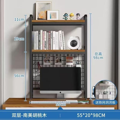 Desktop Shelf Desk Pegboard Wall Shelf Desktop With Grid Multi-layer Shelves Home Students Computer