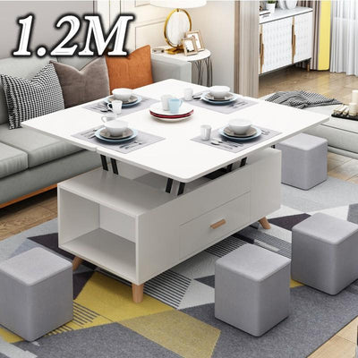 Multifunctional 3 In 1 Dining Table Home Folding Lifting Coffee Table Nordic Dual-purpose Telescopic