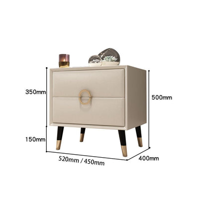 Nordic White Wax Solid Wood Bedside Table Custom-made Modern Leather Storage Cabinet with Ins Style