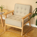 Solid Wood Armchair Fabric Single Sofa Chair Cafe Lounge Chair Double Bedroom Small Sofa