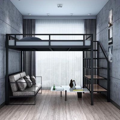 Iron Loft Bed With Double Upper Floor And Lower Hollow Iron Frame Bed To Save Space And High-speed