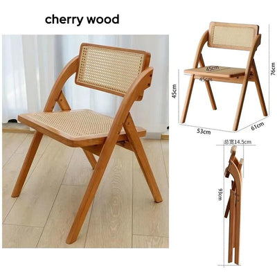 Rattan Chair Solid Wood Dining Chair Study Chairs Balcony Handmade Portable Chair