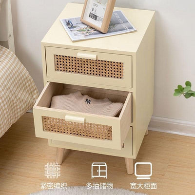 Koala Solid Wood Rattan Storage Cabinet Home Chest Of Drawers Bedroom Bedside Table Japanese Locker