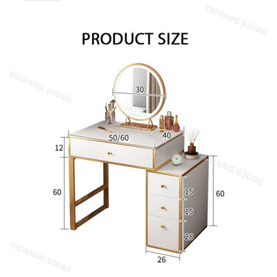 YICHANG Dressing Table With Mirror Light Luxury Style Vanity Table Bedroom Makeup Table With LED