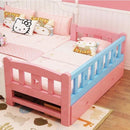 ✨ Ready Stock ✨Solid Wood Children's With Guardrail Princess Powder Color Lacquer Tatami Kids