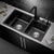 Black Nano Kitchen Sink Double Kitchen Dish Basin 304 Stainless Steel Handmade Household Sink Set