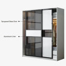 Simple Wooden Wardrobe Bedroom Armoire With Tempered Glass Door Large Capacity Garderobe