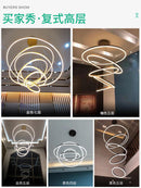 HJFA Living Room Chandelier Modern Simple Light Luxury Duplex Staircase Hall Golden Circle Circular