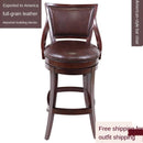 Bar Chair Chuangyun American Country First Layer Cowhide Rotating Beech Genuine Leather High