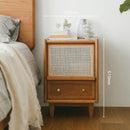 GC Rattan Bedside Table Modern Simple Bedside Cabinet Nordic Solid Wood Integrated Small Bedroom