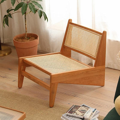 PINA 【Natural rattan】Lounge chair Rattan chair single person sofa chair Solid wood Rattan woven