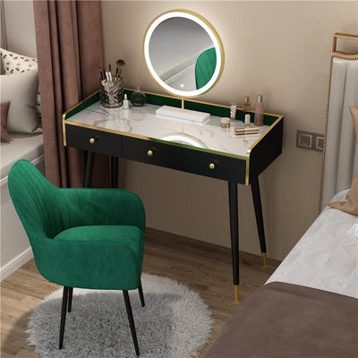 Nordic Dressing Table With Mirror Light Luxury Style Make Up Table Bedroom Storage Cabinet