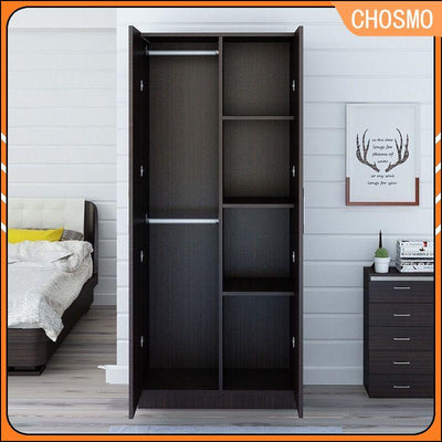 Wooden Stylish Wardrobe Atmospheric Bedroom Black Walnut Cabinet Solid Wood Double Door Simple Black