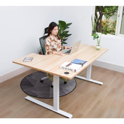 Desiny Height Adjustable Desk L Shape Standing Desk Voice Control Study Table Standing Alarm Home