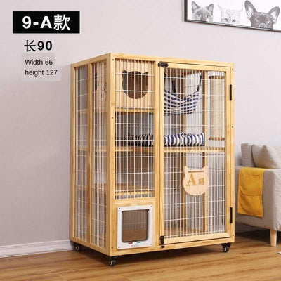 Cage Home Japanese Solid Wood Apartment with Toilet Luxury Cabinet Cat Nest House Villa