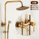 RUNZE All Copper Rain Shower Set European Retro Bathroom Shower Full Set With Shower Head