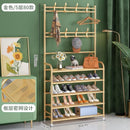 Shoe rack light luxury multi-layer shoe cabinet metal shoe rack multi-functional two-in-one coat