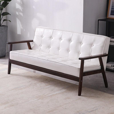 Simple Solid Wood Sofa Leather Sofa For Living Room Small Apartment