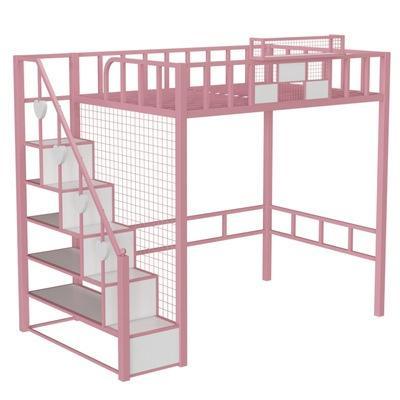 Loft Bed Home Bedroom Space Saving Iron Bed Apartment Iron Frame Bed