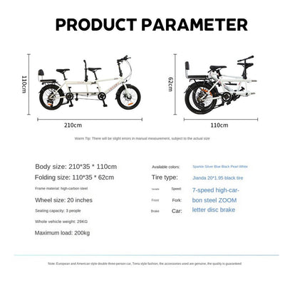 【LSG】Father and Son Double Bike Folding Couple Tour Two People Riding Parent-child Three-person