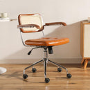 GC Rattan Chair Office Chair Solid Wood Japanese Computer Chair Household Swivel Chair Study Lifting