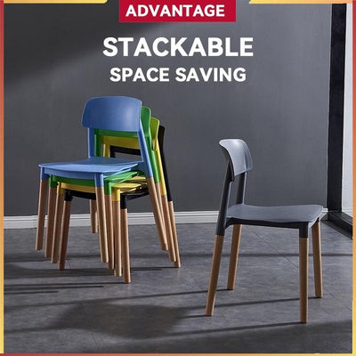 【BUY 3 GET 1 FREE】Nordic Plastic Chair | PP Material Dining Chair | Plastic Stool | Backrest