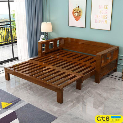 Solid Wood Sofa Bed Multifunctional Sofa Bed Simple Retractable Bed