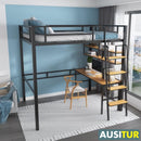 AUSITUR Loft Bed Iron Elevated Bed Duplex Second Floor Bed