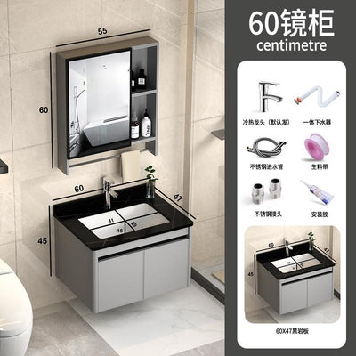 PYGH Italian Slate Bathroom Cabinet Thickened Aluminum Alloy Bathroom Vanity Cabinet Bathroom Smart