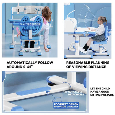 HOUMASH Children Ergonomic Study Table Desk and Chair Set / Height Adjustable Kids Study Table