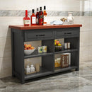 Mobile Kitchen Cabinet Solid Wood Set Multi-functional Simple Bar With Drawer Dinning Table