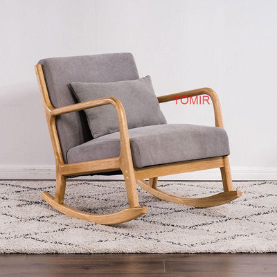 Wood Rocking Chair Lounge Chair Balcony Home Casual Nap Chair Single Lazy sofa