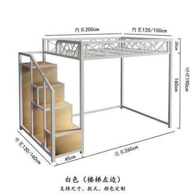 Iron Bed bunk bed Apartment Space Saving 1-2 People Wardrobe Ladder Stable Loft Bed (Customizable)