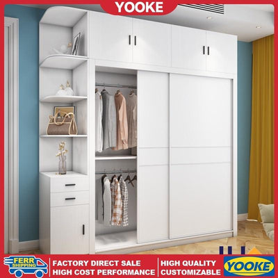 (YOOKE) Wardrobe modern simple household bedroom sliding door wardrobe small family sliding door