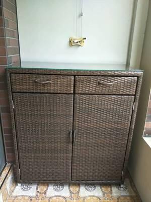 Shoe Rack Rattan Outdoor Sunscreen Waterproof Courtyard Locker Garden Balcony Storage Cabinet