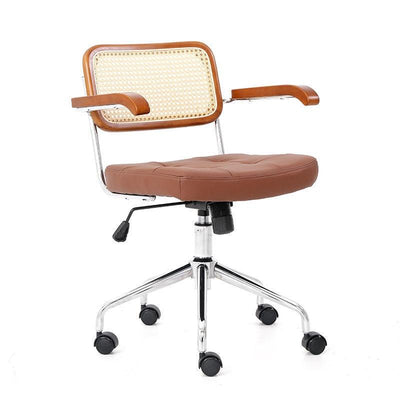 GC Rattan Chair Office Chair Solid Wood Japanese Computer Chair Household Swivel Chair Study Lifting