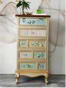 American Chest of Drawers Solid Wood Bedroom Cabinet Mediterranean Painted Drawer Cabinet Chest of