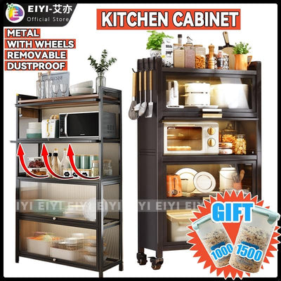 (EIYI) Metal Kitchen Cabinet With Wheels Multi-layer Storage Cabinet Multifunctional Kitchen Storage