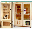 Luxury Villa Solid Wood Closed Cage Transparent Nest Wooden House Display Cat Cabinet