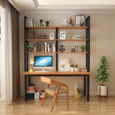 🎉Ready Stock🎉Loft Double Solid Wood Desk Bookshelf Combination Home Office Long Study Computer