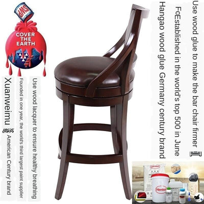 Bar Chair Chuangyun American Country First Layer Cowhide Rotating Beech Genuine Leather High