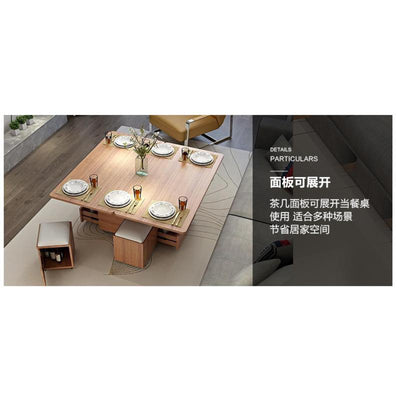 Lifting Modern Simple Small Family Folding Retractable Storage Pyrophyllite Coffee Table Dual