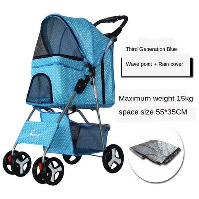 Foldable Pet Stroller Dog Detachable Cart with 4 Wheels