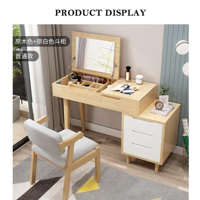 Nordic Dressing Table Simple Solid Wood Dressing Table Multi Functional Flip Bedroom Cabinet Small