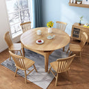 (MUWU) Solid Wood Folding Table And Chair Combination Nordic Style Restaurant Family Dining Table