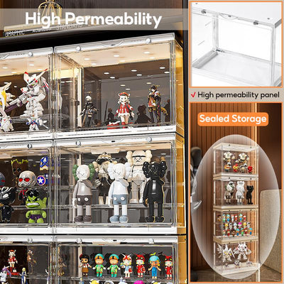 LED Light Acrylic Display Box Popmart Blind Box Display Box Figurine Display Case Magnetic Closure