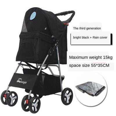 Foldable Pet Stroller Dog Detachable Cart with 4 Wheels