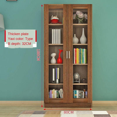 SENBIJU Bookshelf Modern Shelf Living Room Cabinet Glass Door Locker Simple Bookcase Free