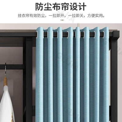 HZ Wardrobe Clothes Rack Hanger Rack Bedroom Floor Household Storage Shoe Rack Integrated Dust